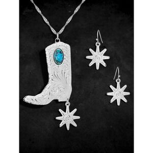 Montana Silversmiths Chiseled Boots & Spurs Turquoise Jewelry Set - Retail $150